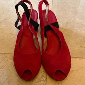 Made in Italy: J. David Moresco-Red Suede Slingback Heels